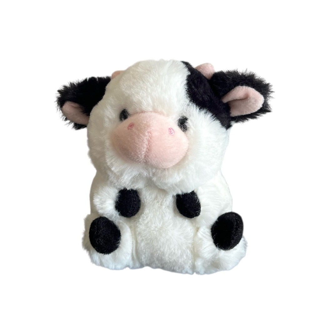 Aurora Daisy Cow Rolly Pet Plush Stuffed Animal 5 Inch Mini Round Beanie Bottom